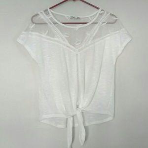 Dex tie bottom lace detailed white top